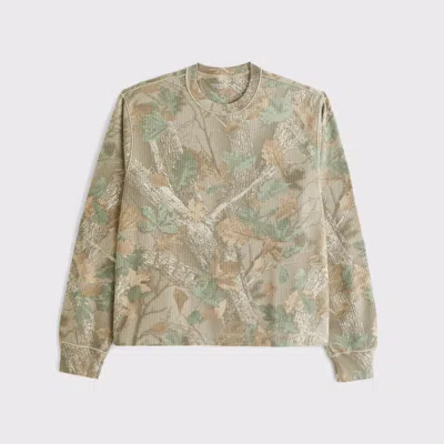 Abercrombie & Fitch Long-sleeve Grid Waffle Tee In Neutral