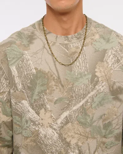 Abercrombie & Fitch Long-sleeve Grid Waffle Tee In Neutral