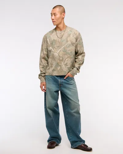 Abercrombie & Fitch Long-sleeve Grid Waffle Tee In Neutral