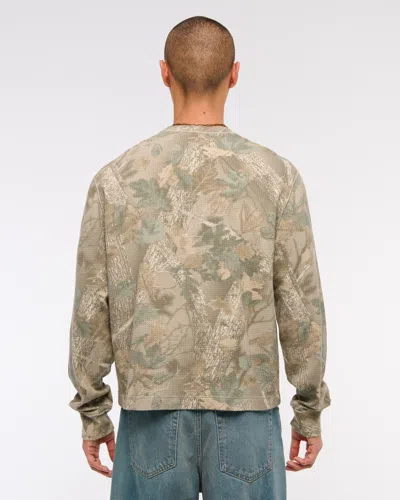 Abercrombie & Fitch Long-sleeve Grid Waffle Tee In Neutral