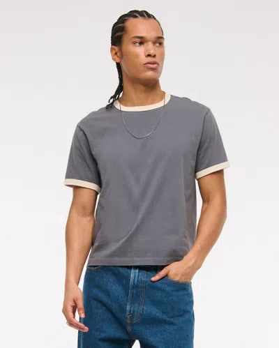 Abercrombie & Fitch Shrunken Tee In Gray