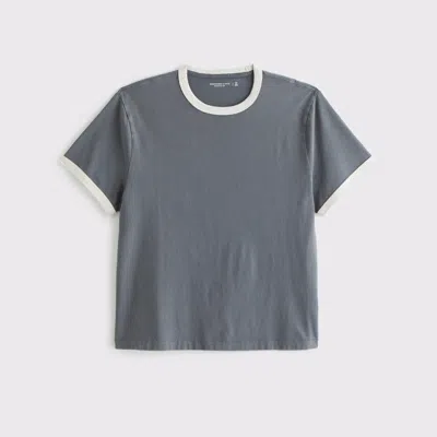 Abercrombie & Fitch Shrunken Tee In Gray