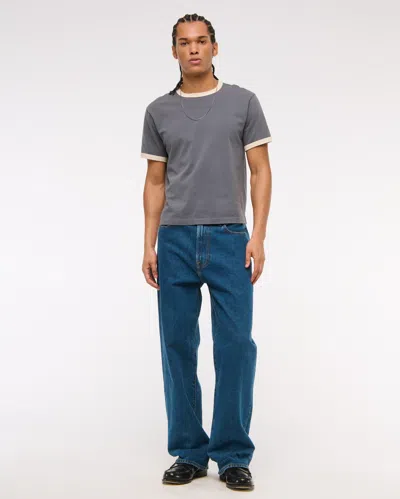 Abercrombie & Fitch Shrunken Tee In Gray