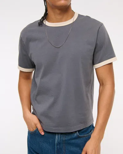 Abercrombie & Fitch Shrunken Tee In Gray