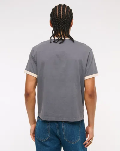 Abercrombie & Fitch Shrunken Tee In Gray