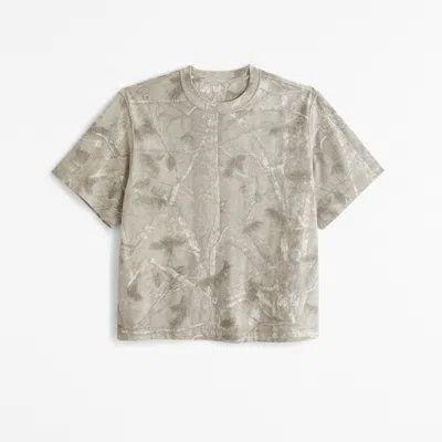 Abercrombie & Fitch Premium Heavyweight Cropped Tee In Gray