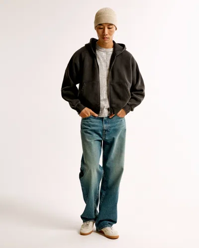 Abercrombie & Fitch Premium Heavyweight Cropped Tee In Gray