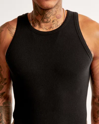 Abercrombie & Fitch Essential Ribbed High-neck Tank In Black