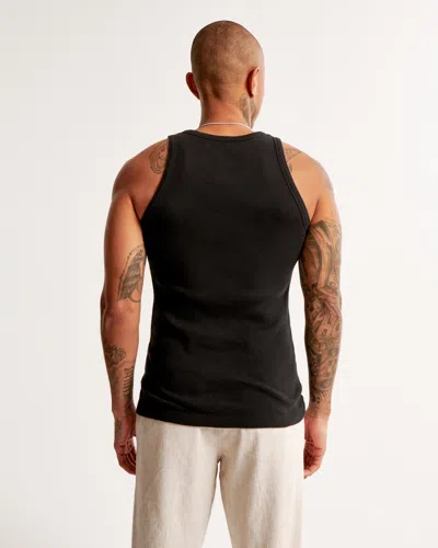 Abercrombie & Fitch Essential Ribbed High-neck Tank In Black