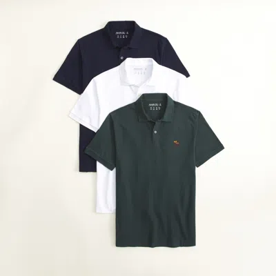 Abercrombie & Fitch 3-pack Elevated Icon Don't Sweat It Polos In Green