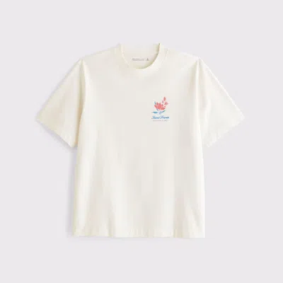 Abercrombie & Fitch Premium Heavyweight 2.0 Saint-tropez Graphic Tee In White