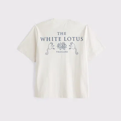 Abercrombie & Fitch Premium Heavyweight 2.0 The White Lotus Graphic Tee In White