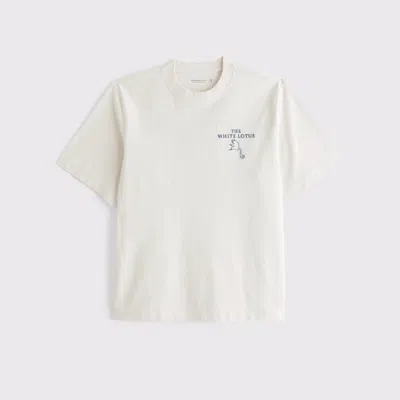 Abercrombie & Fitch Premium Heavyweight 2.0 The White Lotus Graphic Tee In White