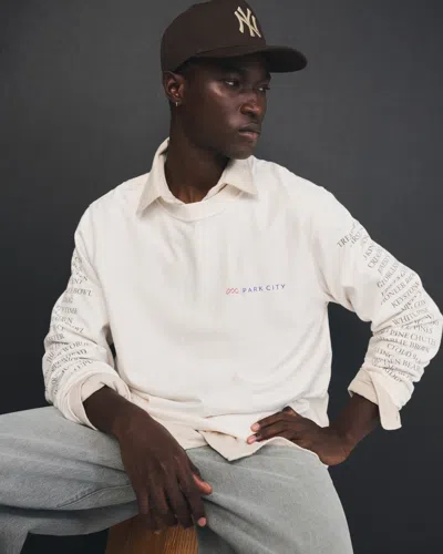 Abercrombie & Fitch Long-sleeve Premium Heavyweight 2.0 Park City Graphic Tee In White