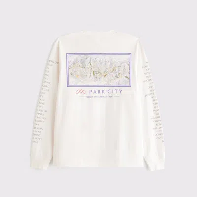 Abercrombie & Fitch Long-sleeve Premium Heavyweight 2.0 Park City Graphic Tee In White