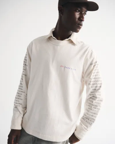 Abercrombie & Fitch Long-sleeve Premium Heavyweight 2.0 Park City Graphic Tee In White