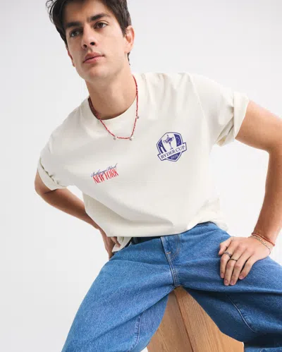 Abercrombie & Fitch Premium Heavyweight 2.0 Pga Ryder Cup Graphic Tee In White