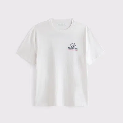 Abercrombie & Fitch Yellowstone Classic Polished Graphic Tee In White