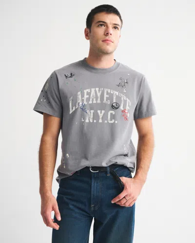 Abercrombie & Fitch Premium Heavyweight 2.0 Nyc Graphic Tee In Gray