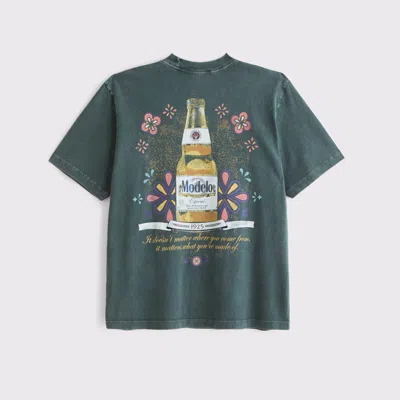Abercrombie & Fitch Modelo Vintage-inspired Graphic Tee In Green