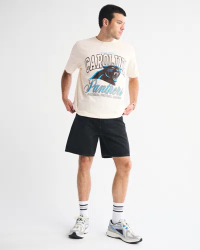 Abercrombie & Fitch Carolina Panthers Vintage-inspired Graphic Tee In Neutral