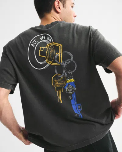 Abercrombie & Fitch Post Malone Vintage-inspired Graphic Tee In Black