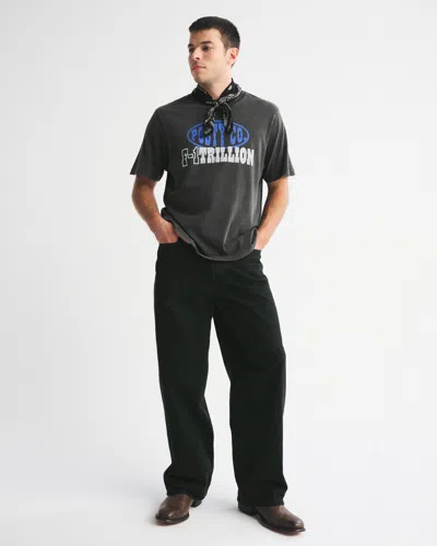 Abercrombie & Fitch Post Malone Vintage-inspired Graphic Tee In Black