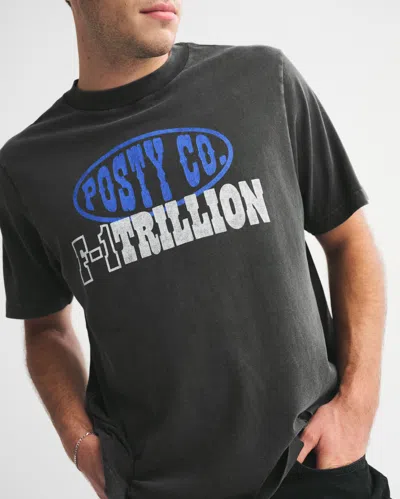 Abercrombie & Fitch Post Malone Vintage-inspired Graphic Tee In Black