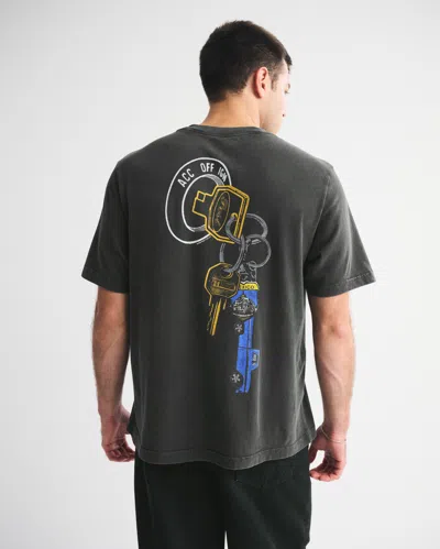 Abercrombie & Fitch Post Malone Vintage-inspired Graphic Tee In Black