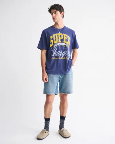 Abercrombie & Fitch Los Angeles Chargers Vintage-inspired Graphic Tee In Blue