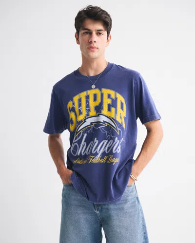 Abercrombie & Fitch Los Angeles Chargers Vintage-inspired Graphic Tee In Blue
