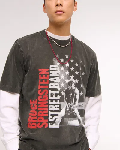 Abercrombie & Fitch Premium Heavyweight 2.0 Bruce Springsteen Graphic Tee In Gray