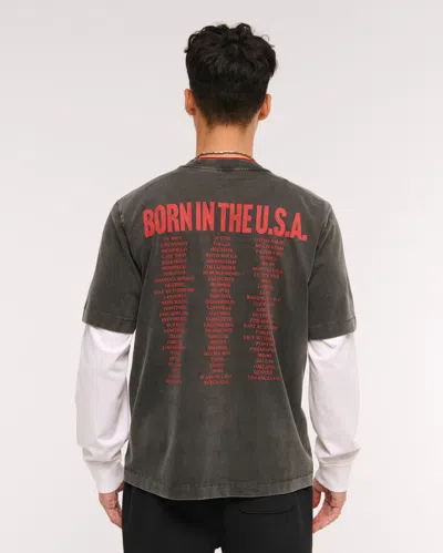 Abercrombie & Fitch Premium Heavyweight 2.0 Bruce Springsteen Graphic Tee In Gray
