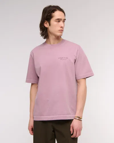Abercrombie & Fitch Premium Heavyweight 2.0 Bar Graphic Tee In Purple