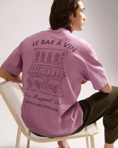 Abercrombie & Fitch Premium Heavyweight 2.0 Bar Graphic Tee In Purple