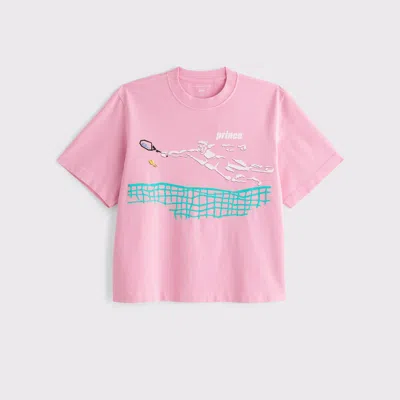 Abercrombie & Fitch Premium Heavyweight 2.0 Prince Tennis Graphic Tee In Pink