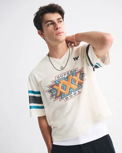 Abercrombie & Fitch Super Bowl Mesh Tee In Neutral