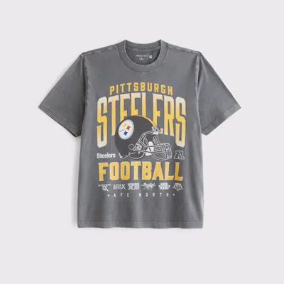 Abercrombie & Fitch Pittsburgh Steelers Vintage-inspired Graphic Tee In Gray