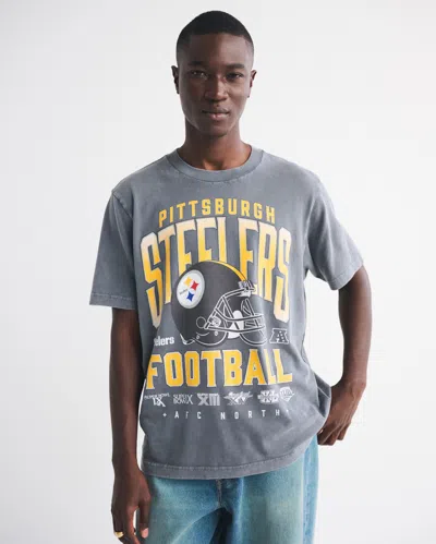 Abercrombie & Fitch Pittsburgh Steelers Vintage-inspired Graphic Tee In Gray