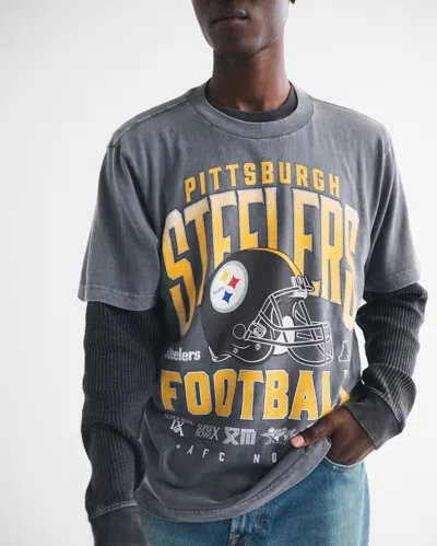 Abercrombie & Fitch Pittsburgh Steelers Vintage-inspired Graphic Tee In Gray