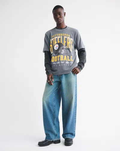 Abercrombie & Fitch Pittsburgh Steelers Vintage-inspired Graphic Tee In Gray