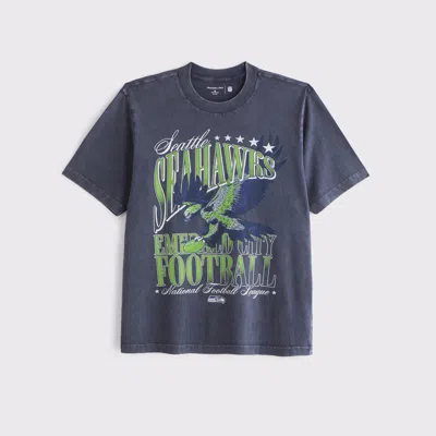 Abercrombie & Fitch Seattle Seahawks Vintage-inspired Graphic Tee In Blue