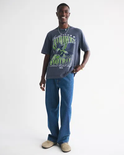 Abercrombie & Fitch Seattle Seahawks Vintage-inspired Graphic Tee In Blue