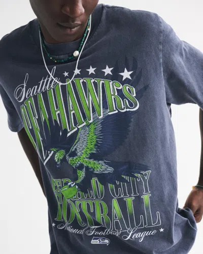 Abercrombie & Fitch Seattle Seahawks Vintage-inspired Graphic Tee In Blue
