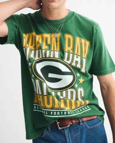 Abercrombie & Fitch Green Bay Packers Vintage-inspired Graphic Tee In Green