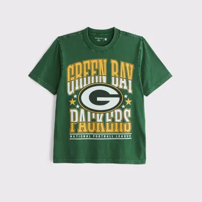 Abercrombie & Fitch Green Bay Packers Vintage-inspired Graphic Tee In Green
