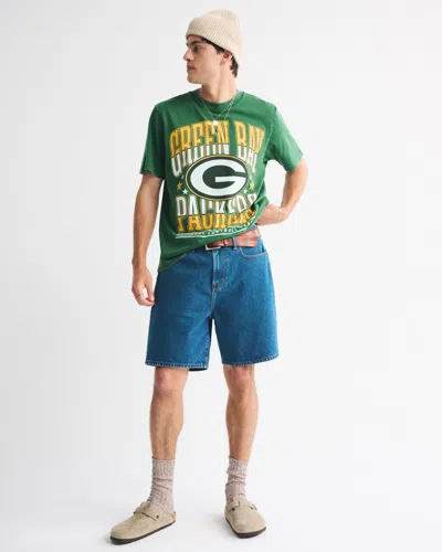 Abercrombie & Fitch Green Bay Packers Vintage-inspired Graphic Tee In Green