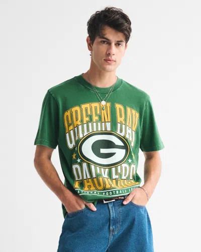 Abercrombie & Fitch Green Bay Packers Vintage-inspired Graphic Tee In Green