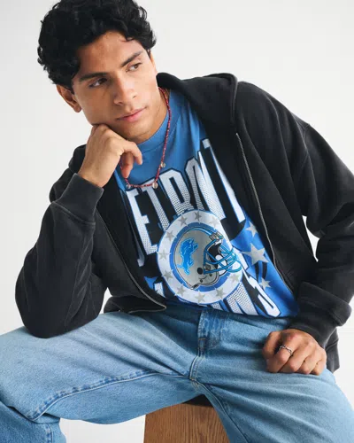 Abercrombie & Fitch Detroit Lions Vintage-inspired Graphic Tee In Black