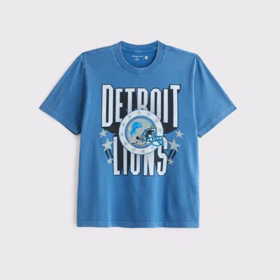 Abercrombie & Fitch Detroit Lions Vintage-inspired Graphic Tee In Black